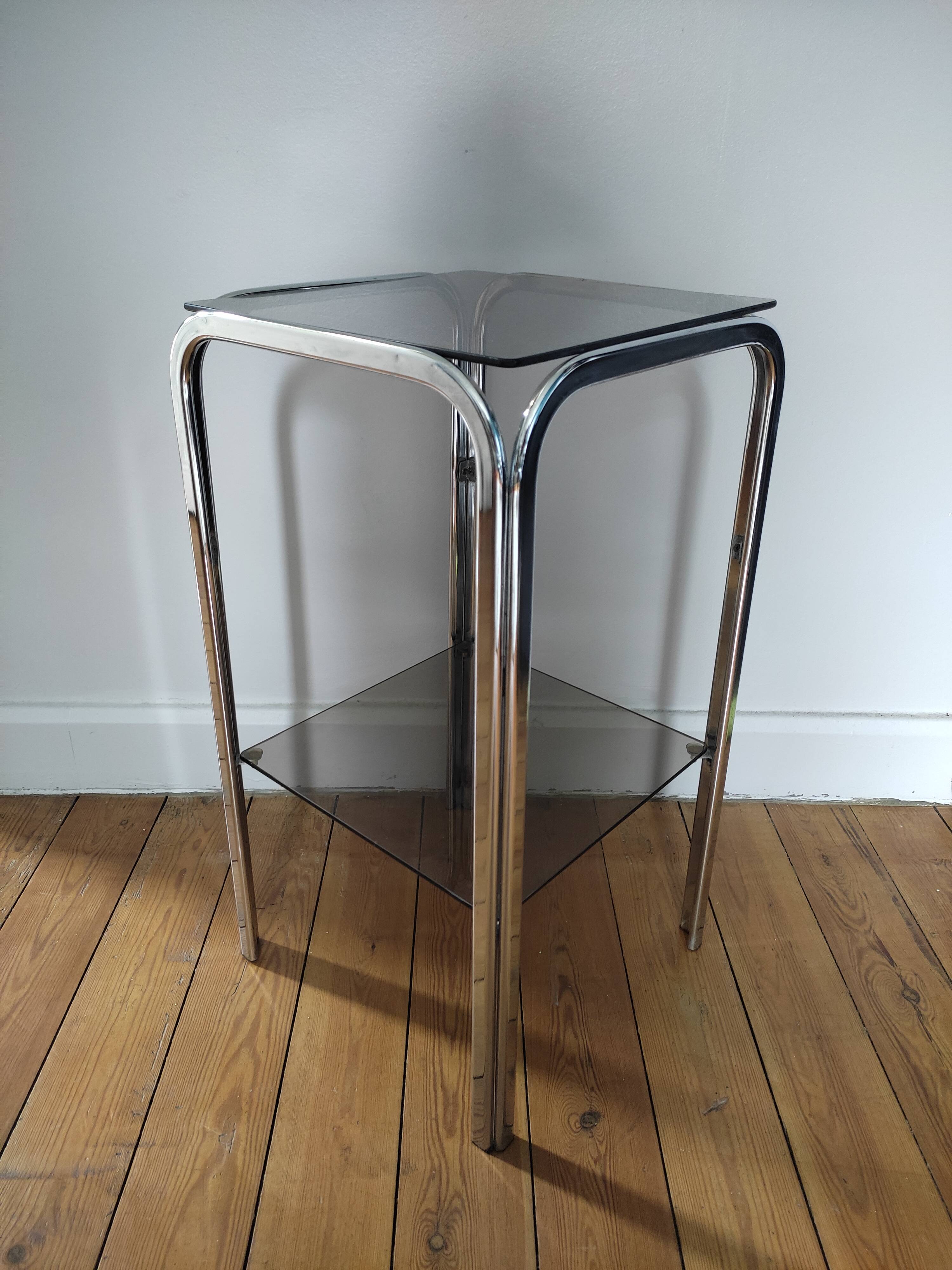 Vintage metal and glass console