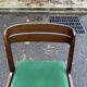 Scandinavian dining table and 4 Hans Olsen style chairs in teak and velvet.