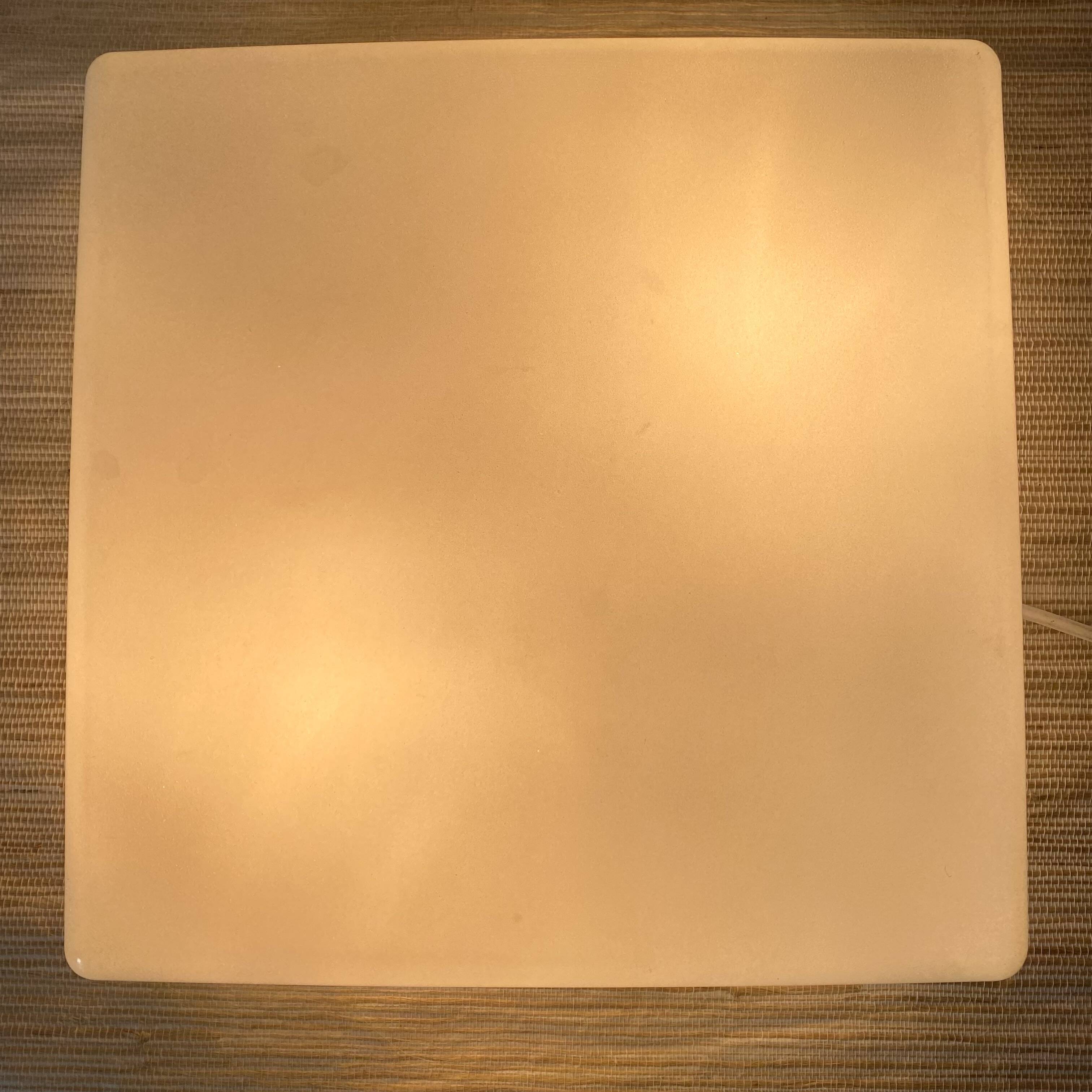 Square holophane ceiling light, industrial style, 1960s