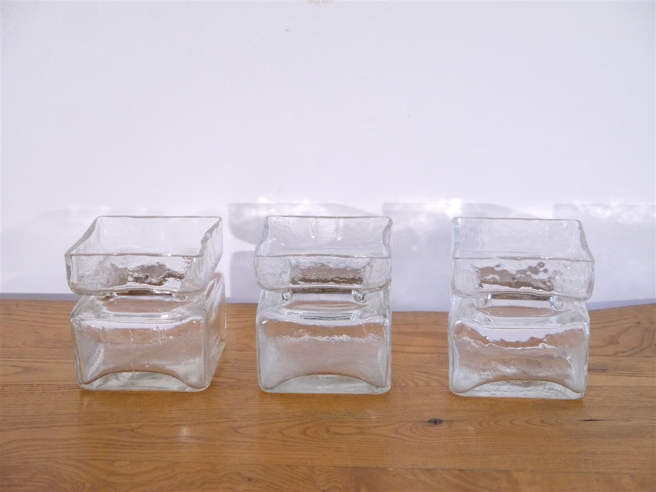 Series of 3 vintage glass vases, H Tynell 1960