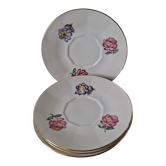 Set of flowered saucer cups