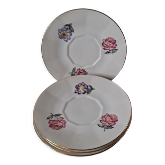 Set of flowered saucer cups