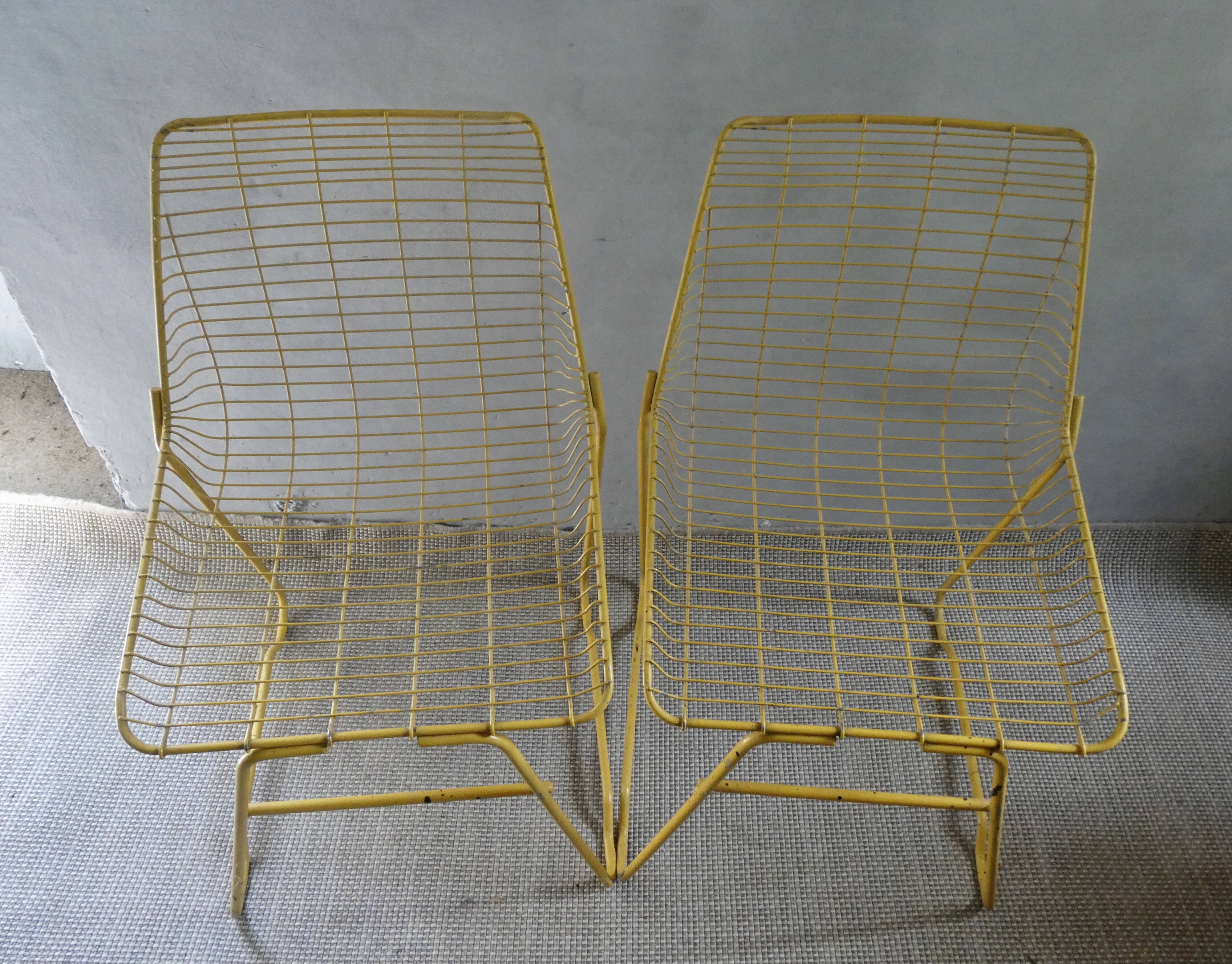 Pair of 1960s metal mesh chairs