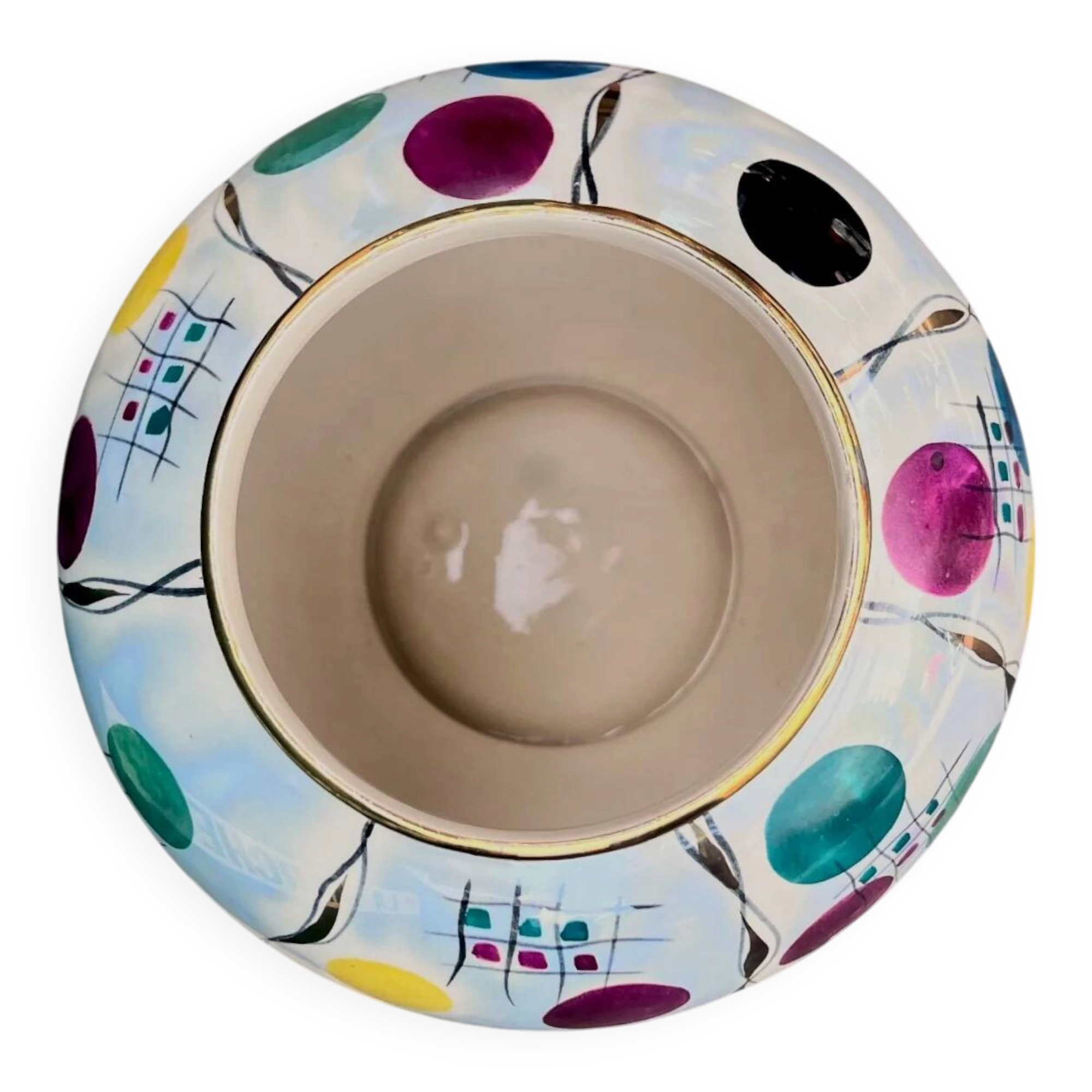 Vase Hubert Bequet Quaregnon en Faïence Nacrée Décor Confetti - Années 50-60