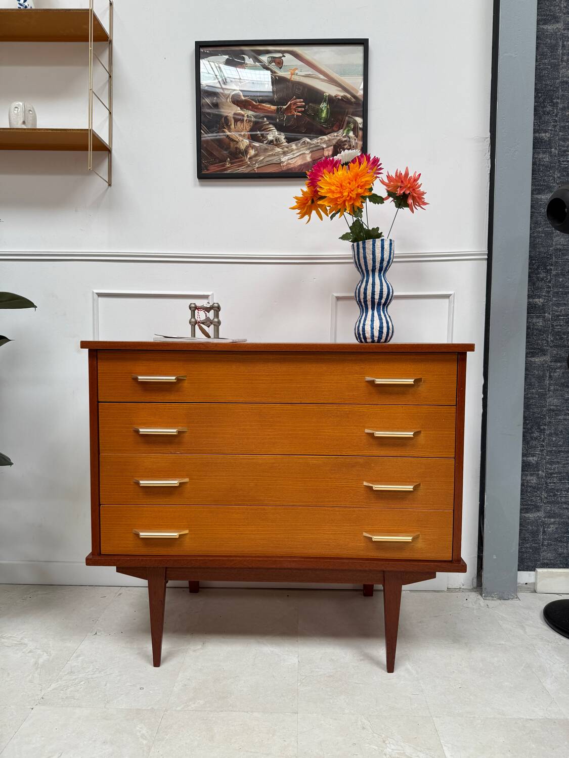 Vintage chest of drawers with spindle legs