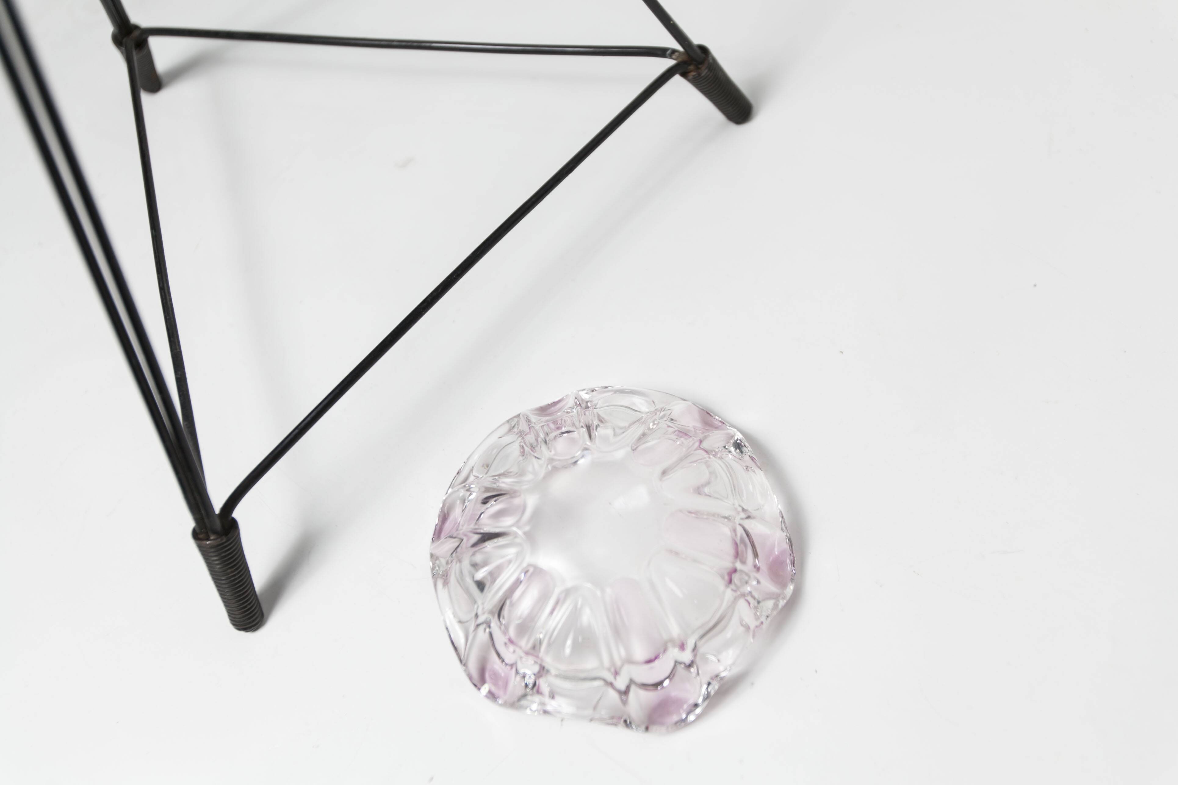 Ashtray on black colored glass stand 1970