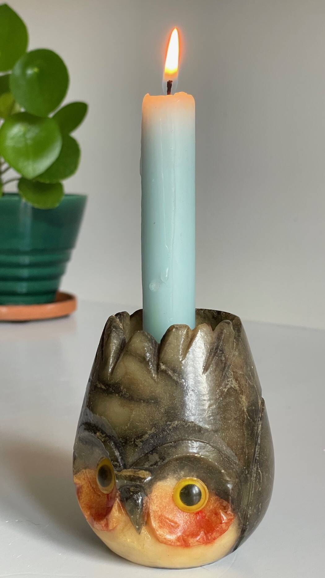 Alabaster stone candle holder made in italy vintage