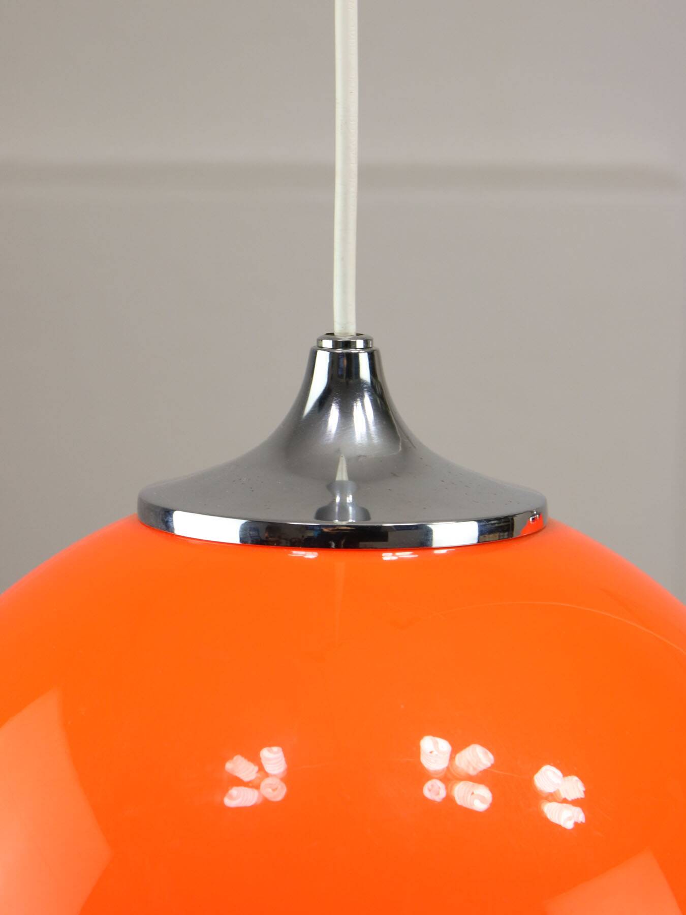 Space Age Italian Orange Pendant Lamps, Set of 2