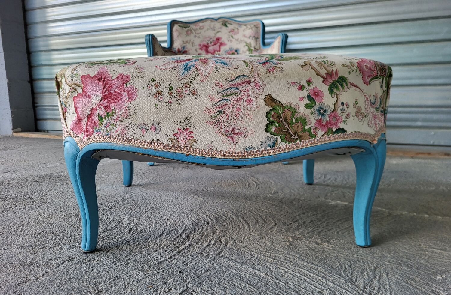 Louis XV style armchair and footstool