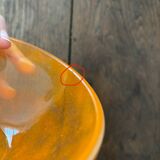 Vintage set of 6 small bowls or cups in slightly bubbled orange glass