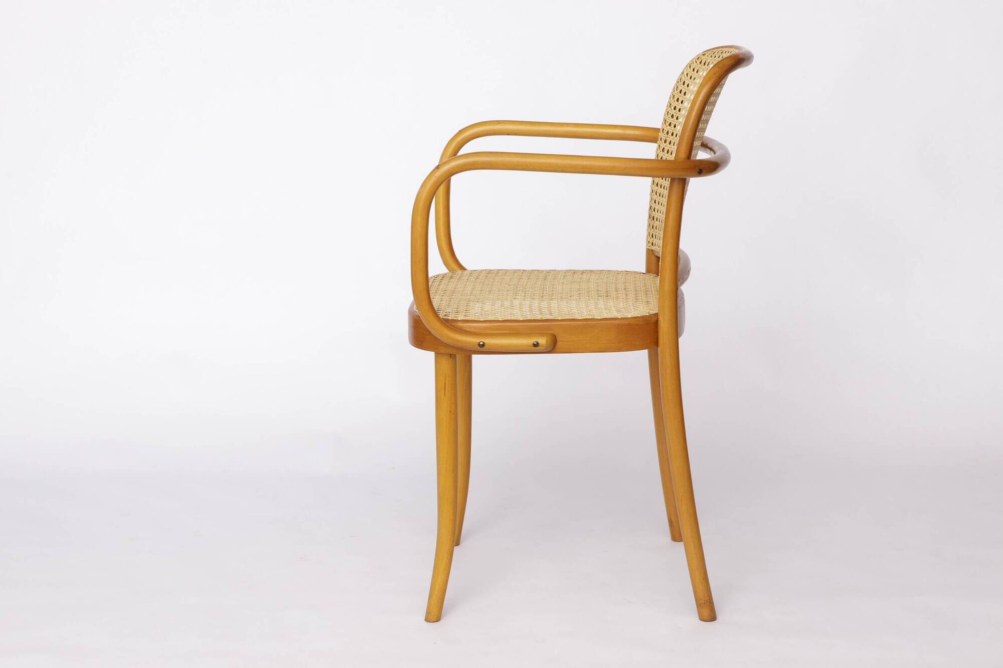 Ligna Armchair – 1950s/1960s Czechoslovakia, Bentwood Beech with New Rattan