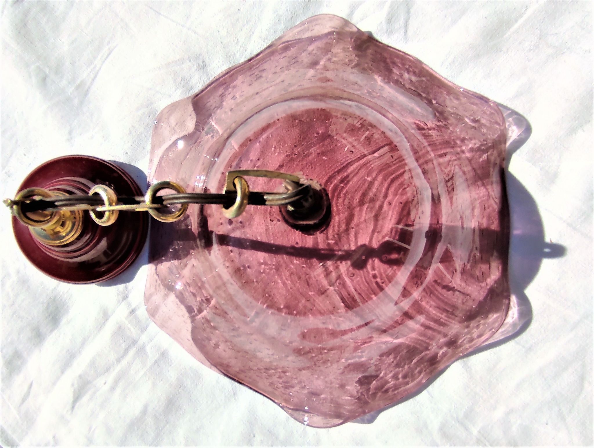 Bubble glass pendant light with engraved inscription of the town of Biot circa 1950