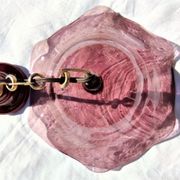 Bubble glass pendant light with engraved inscription of the town of Biot circa 1950