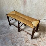 Banc bois et paille rustique