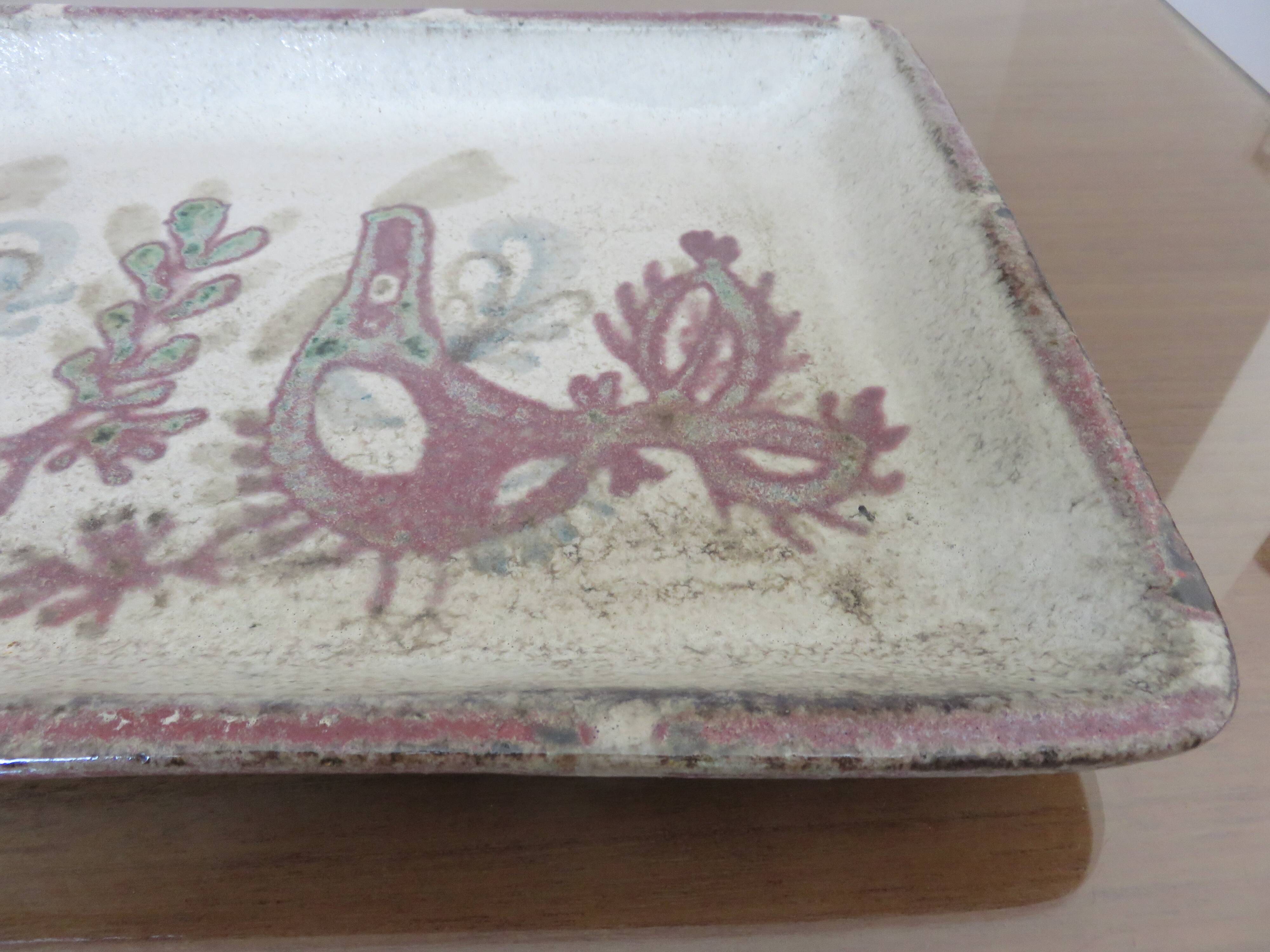 Ceramic dish by Gustave Reynaud 41cm Vallauris 1960 signed