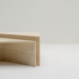 Up&Up travertine triangle coffee table, Italy 70s.
