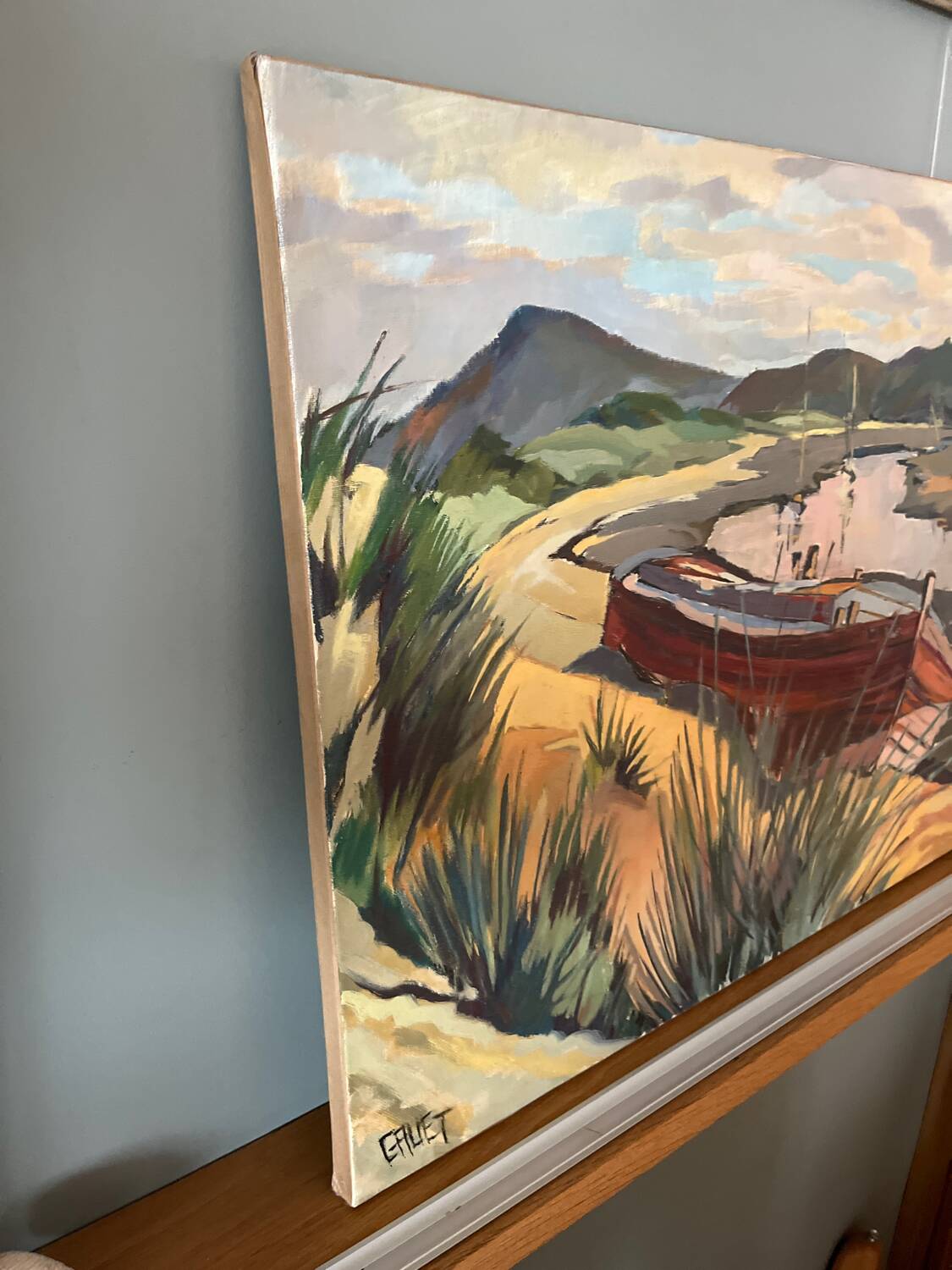 Barge on the river bank