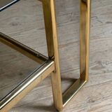 Vintage gold metal and smoked glass coffee table