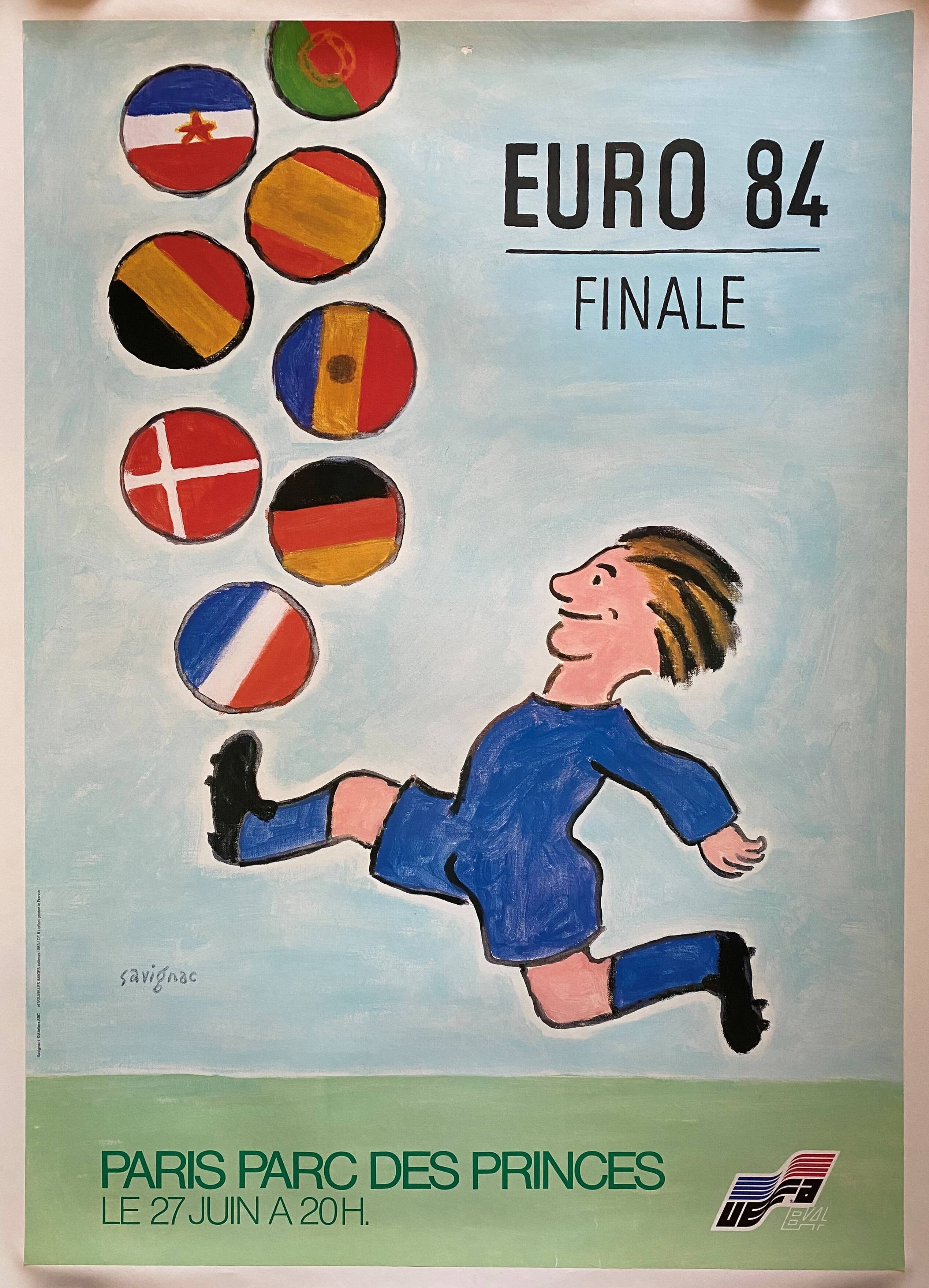 Original poster "Euro 84 Final Football" Raymond Savignac 60x84cm 1984