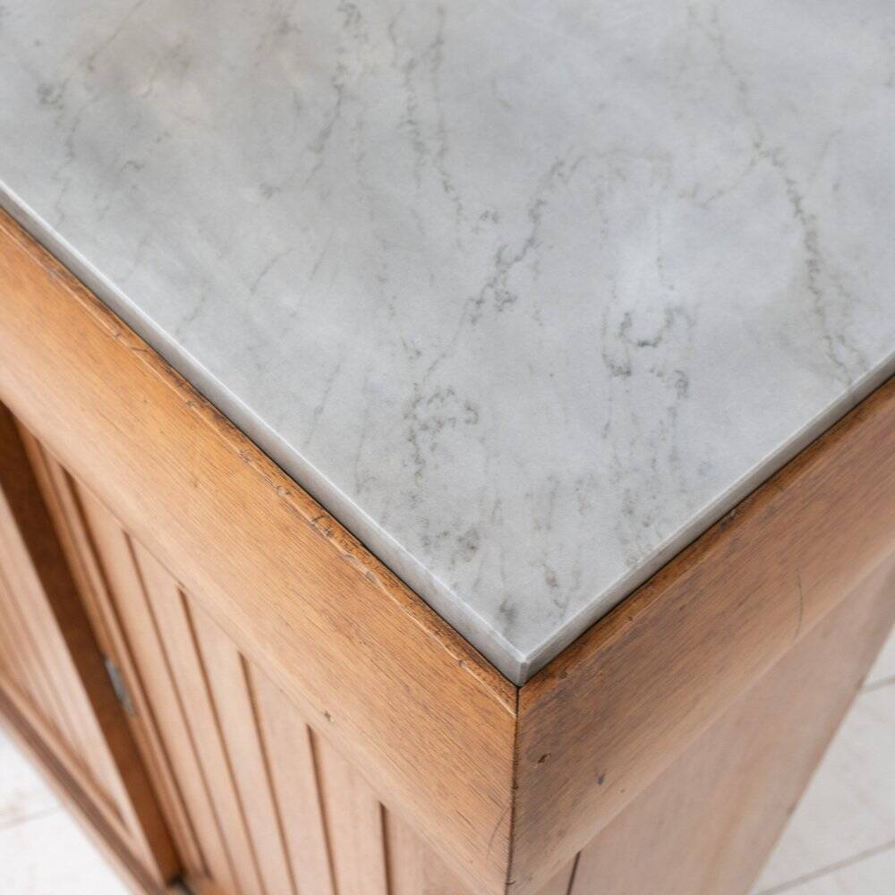 French vintage Art Deco bar in walnut and marble, 1920.