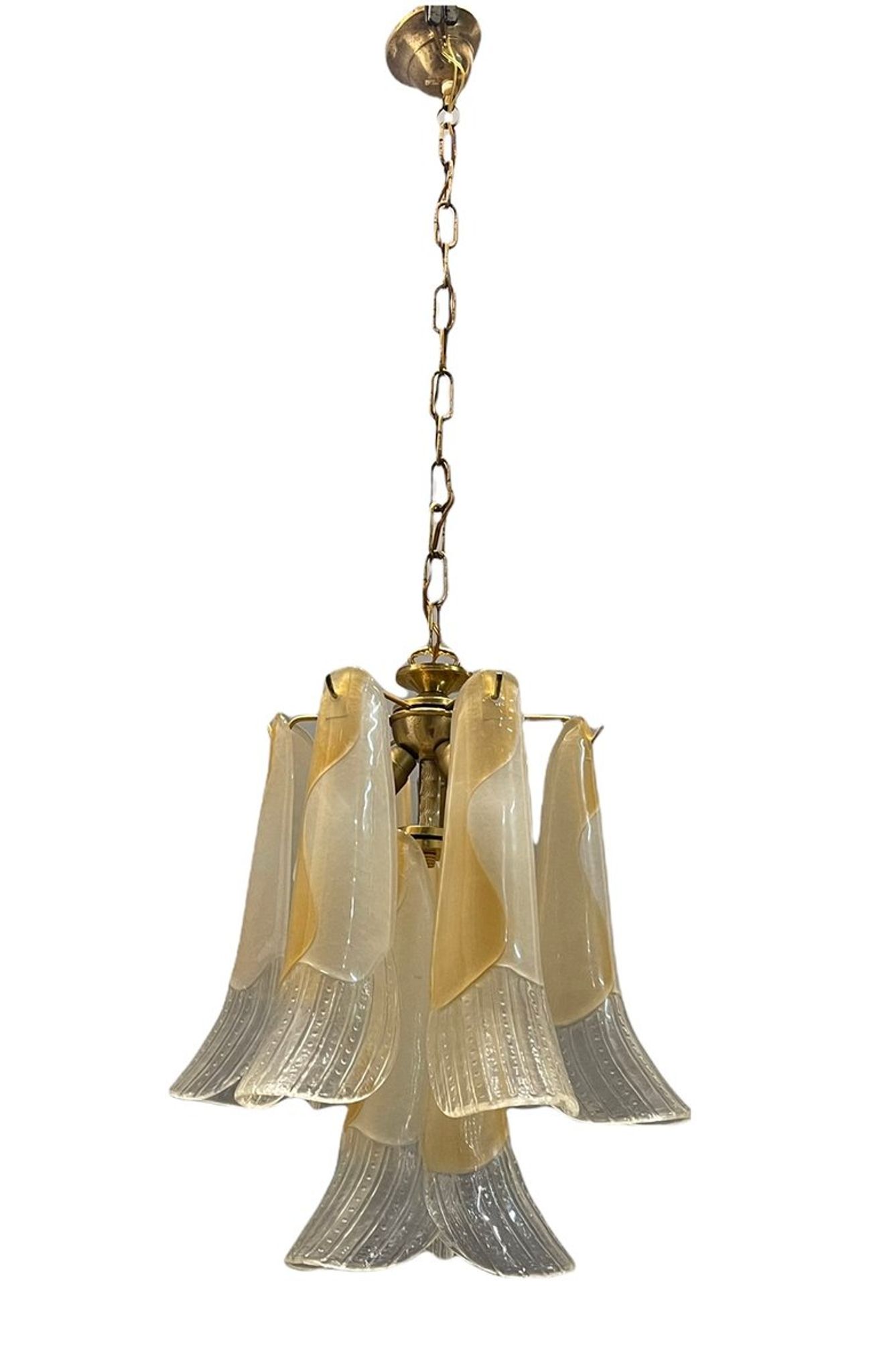 Suspension italienne en plumes de verre de Murano