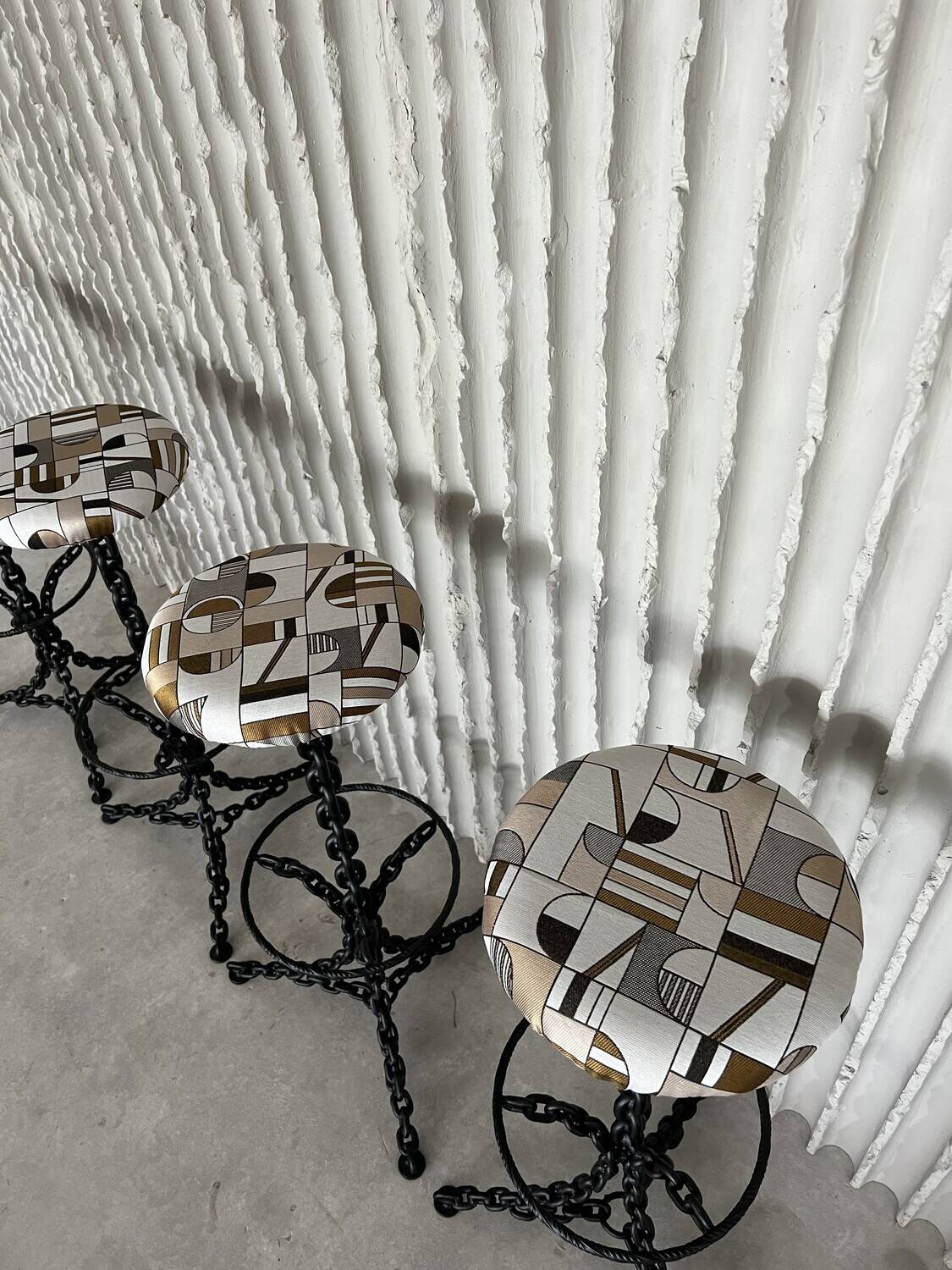 4 newly upholstered chain barstools
