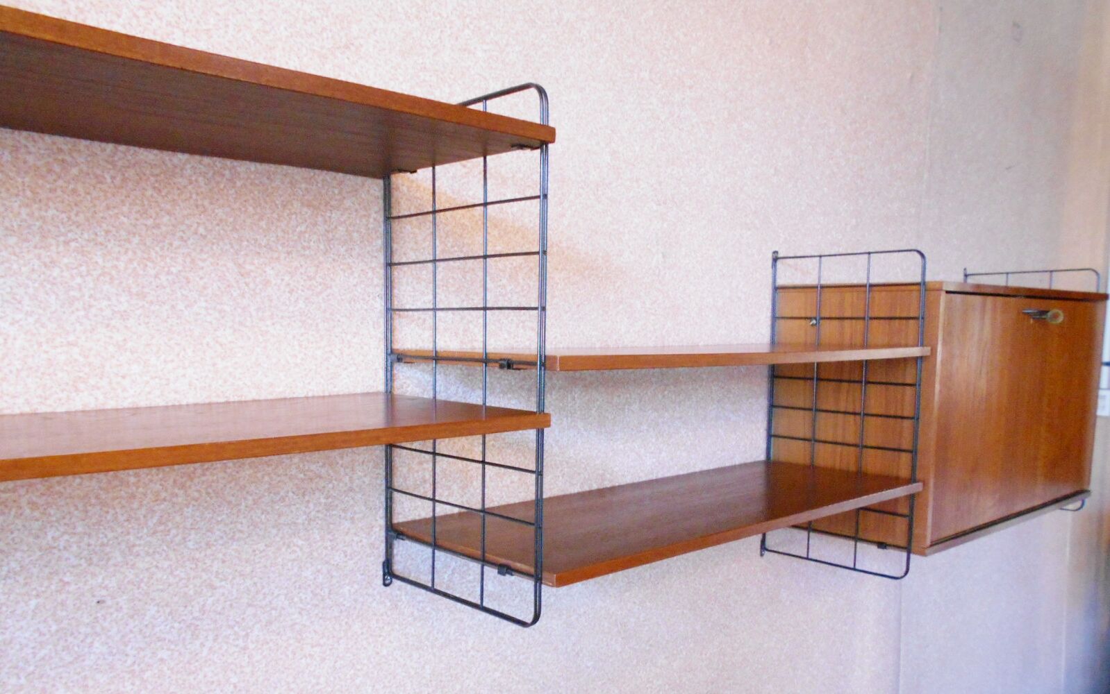 Scandinavian teak wall shelves and modular teak