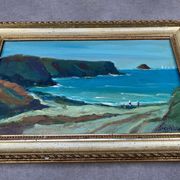Marine painting by Désiré-Lucas, early 20th century, oil on canvas.