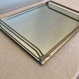 Plateau miroir en laiton chromé année 50 60