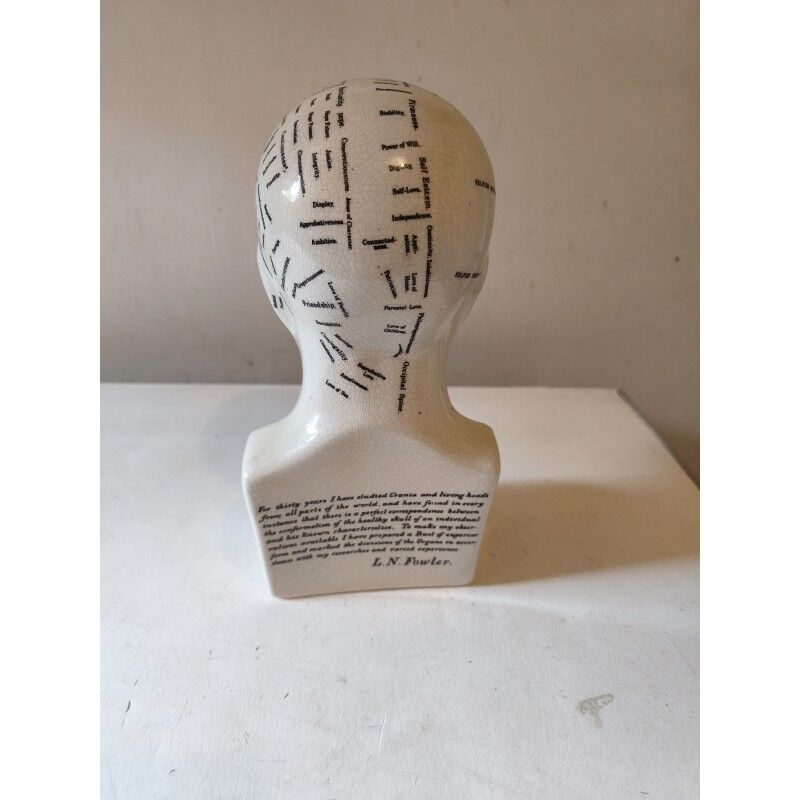 Cracked earthenware phrenology bust by Fowler