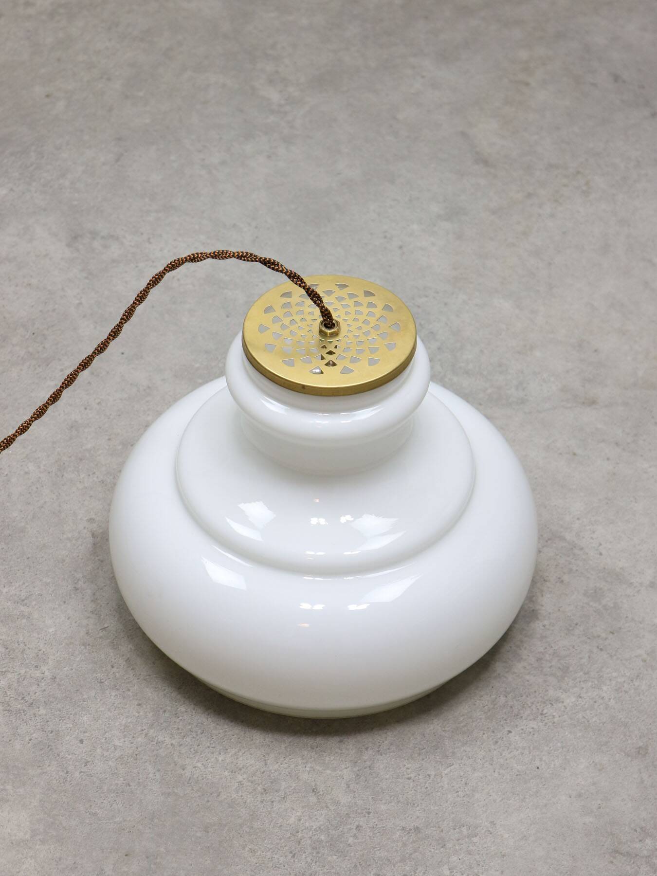 Mid-Century Italian Brass and Opaline Pendant Lamp