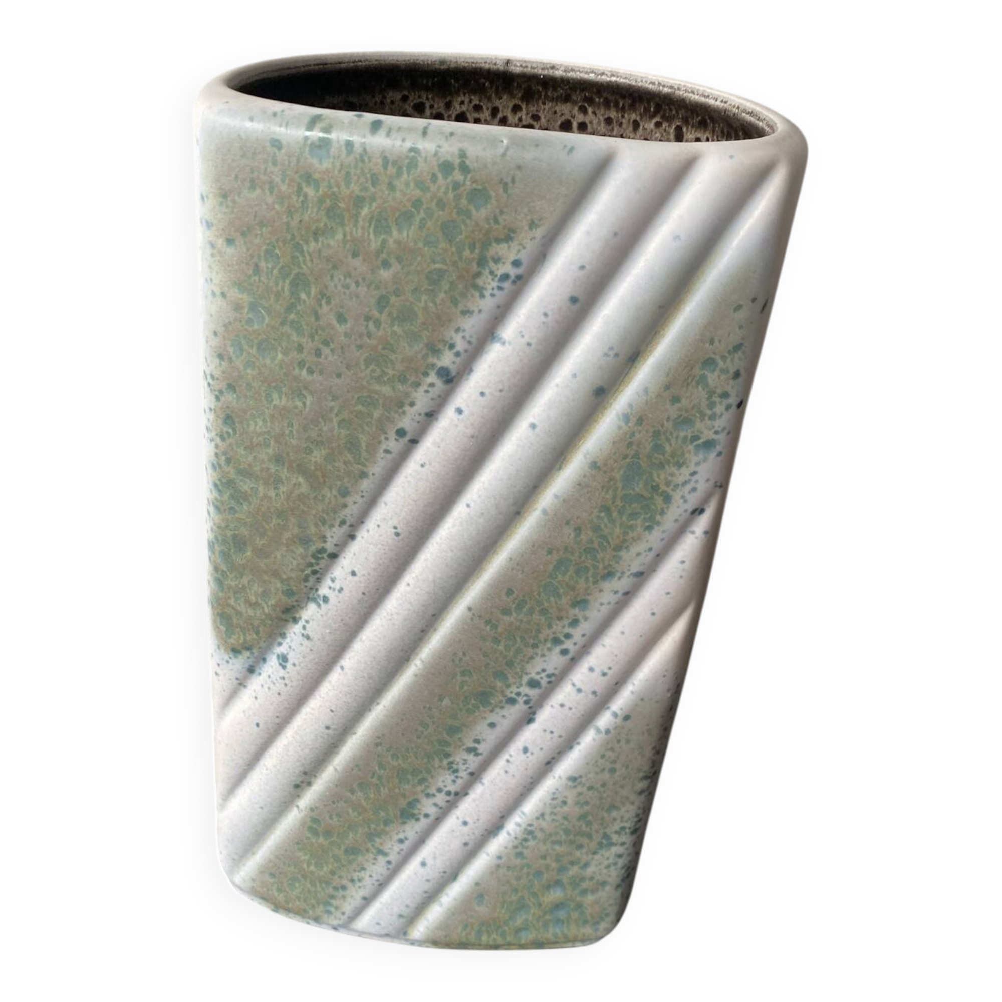 Large vintage vase numbered in pale green and white.