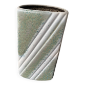 Grand vase Vintage Numéroté vert pale et blanc