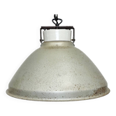 Grey metal industrial factory hanging lamp, 1960s