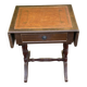 Petite table d'appoint à abattants style anglais plateau cuir & tiroir