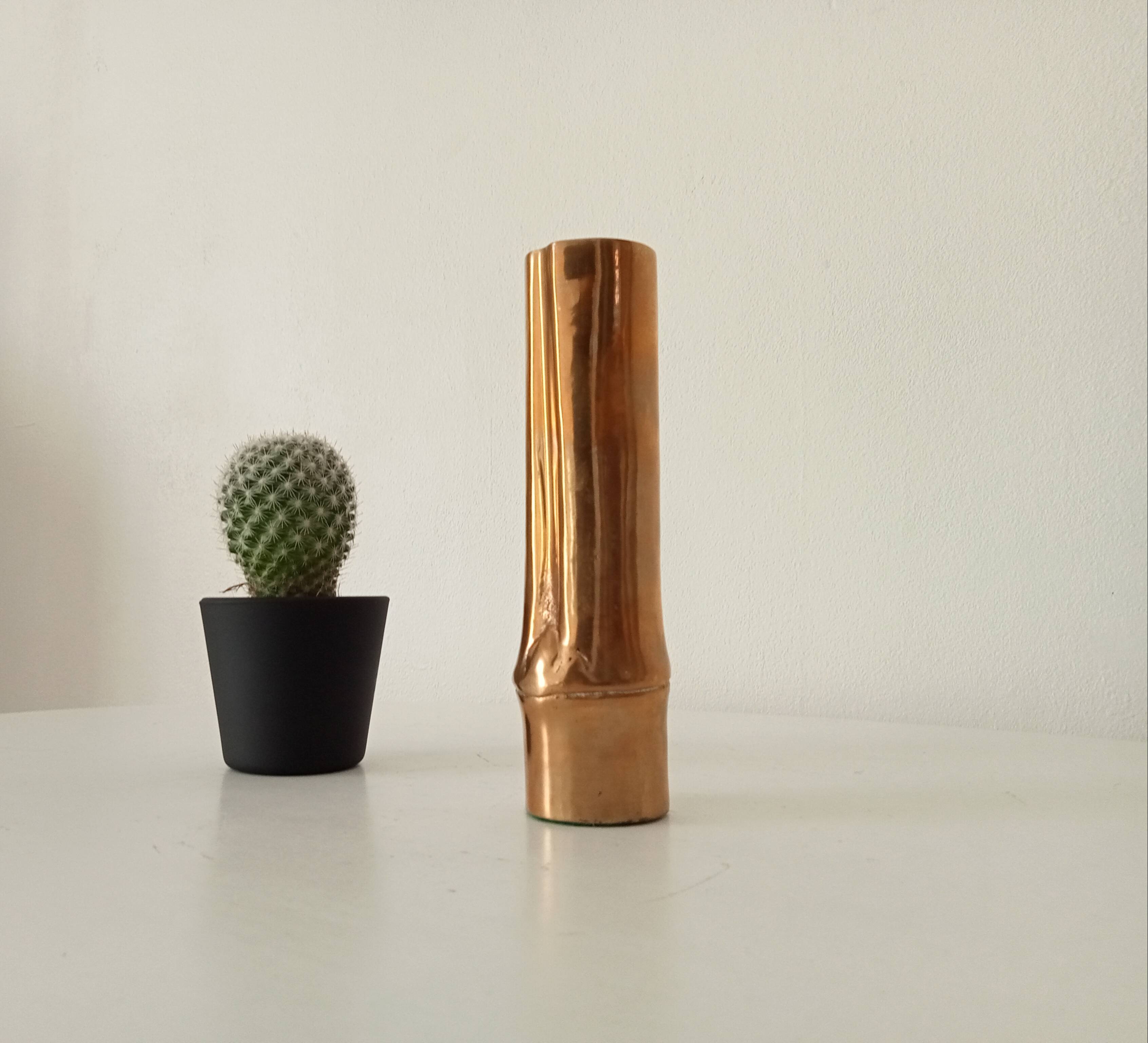 Vase Soliflore bambou ancien en bronze