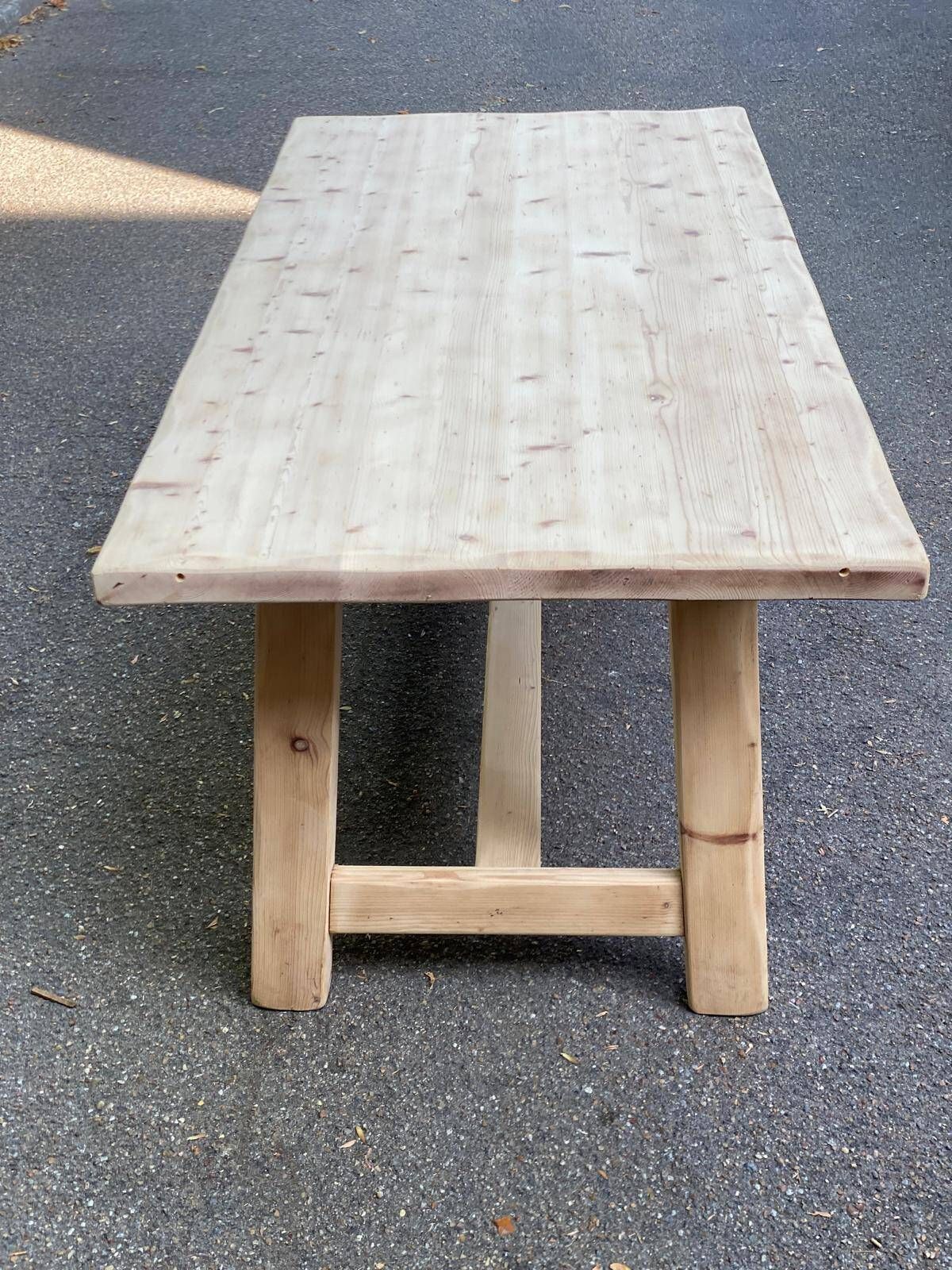 Large monastery farmhouse table stripped in raw wood, extendable from 200 to 300 cm.