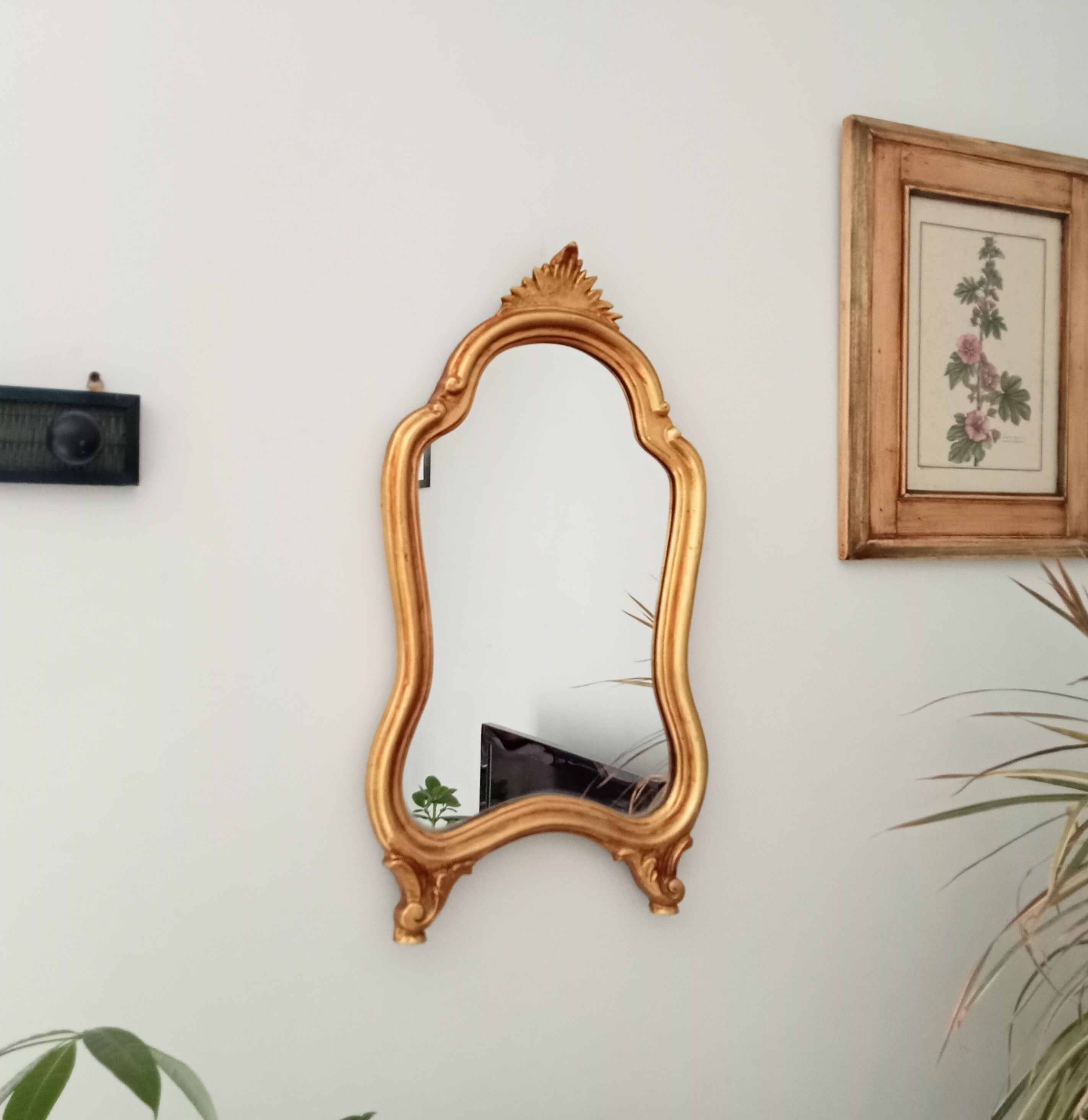 Vintage rocaille mirror in gilded wood