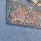 Painted burlap canvas depicting a medieval hunting scene circa 1950 by André Pierre BOURBIOUX, known as "Boul"
