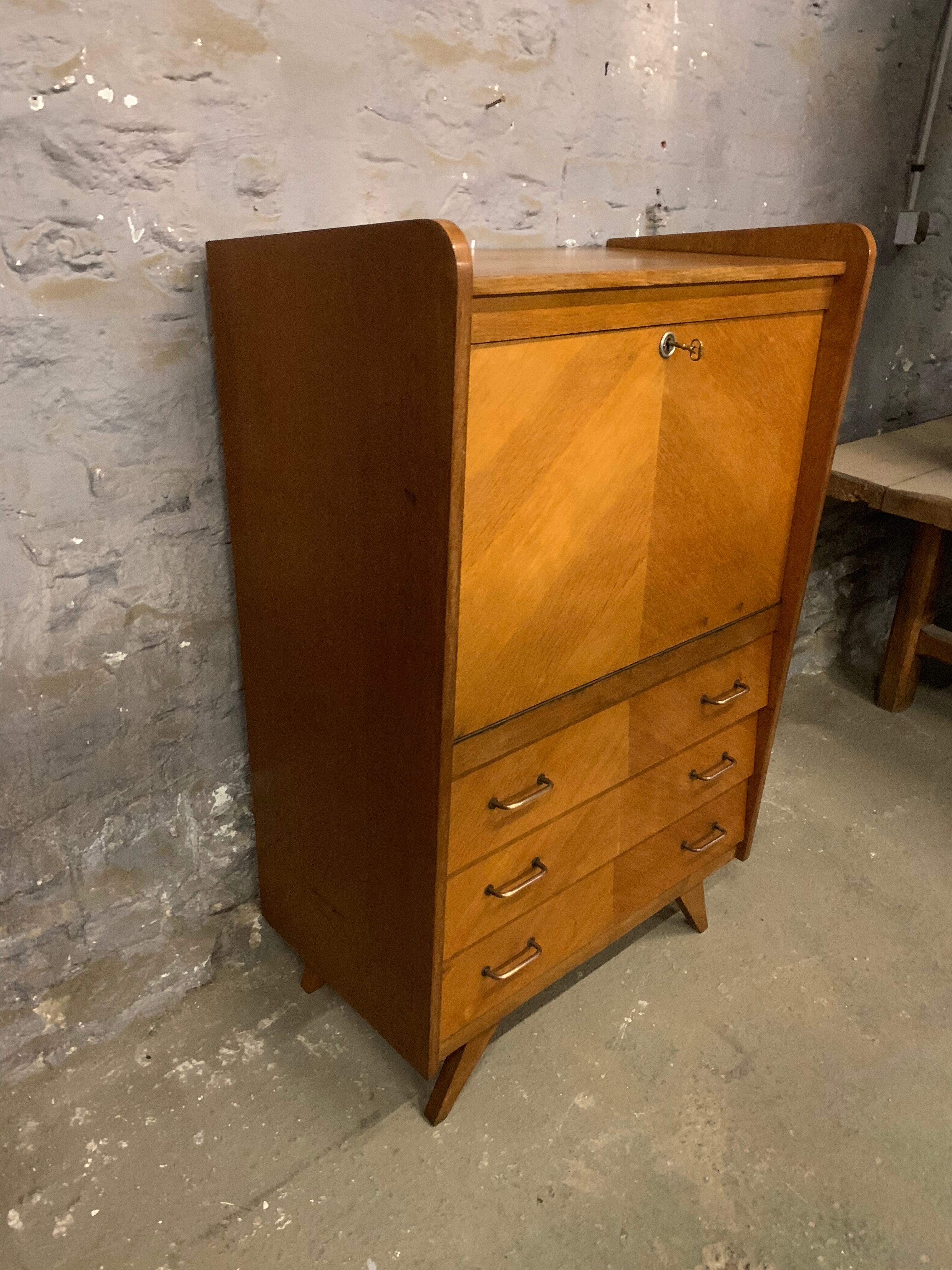 Secretary vintage oak compass feet, 1960s