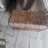 vintage RATTAN metal nightstand
