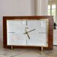 Modernist West German Glass and Brass Wood Clock 1960