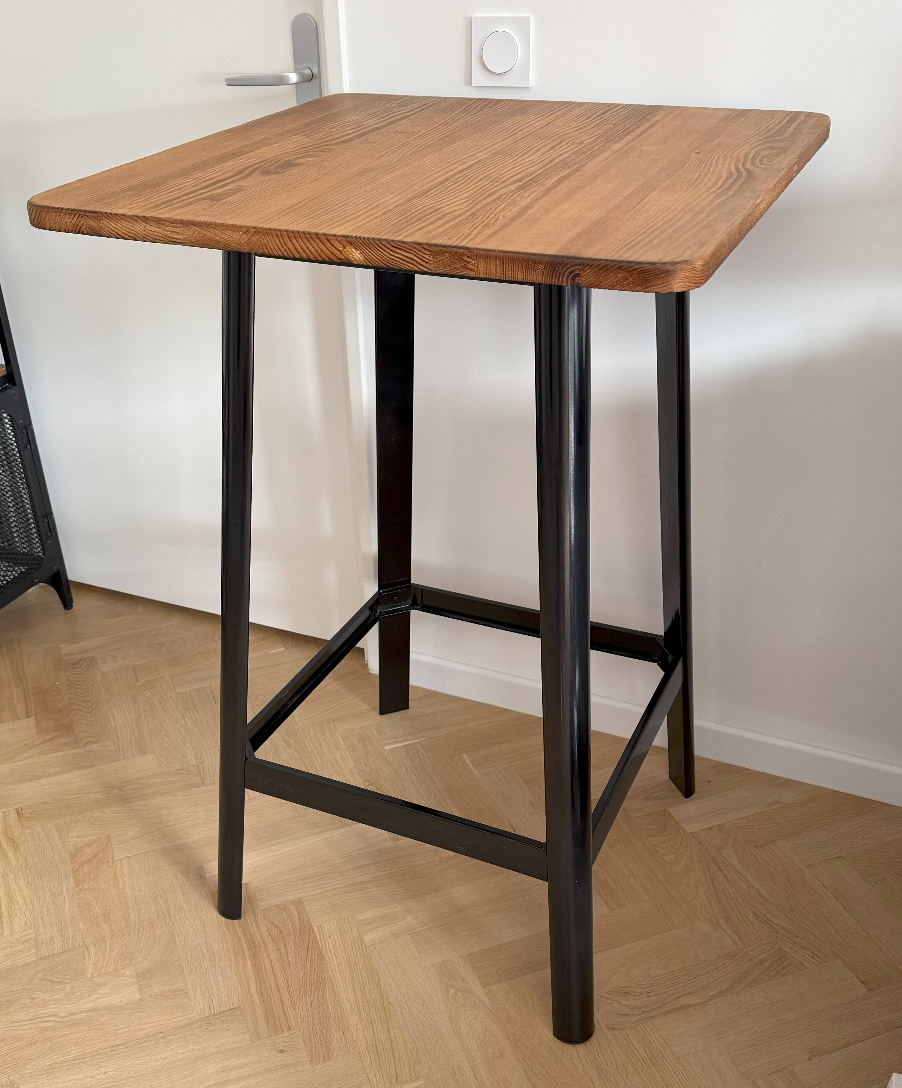 Black and raw pine high bar table