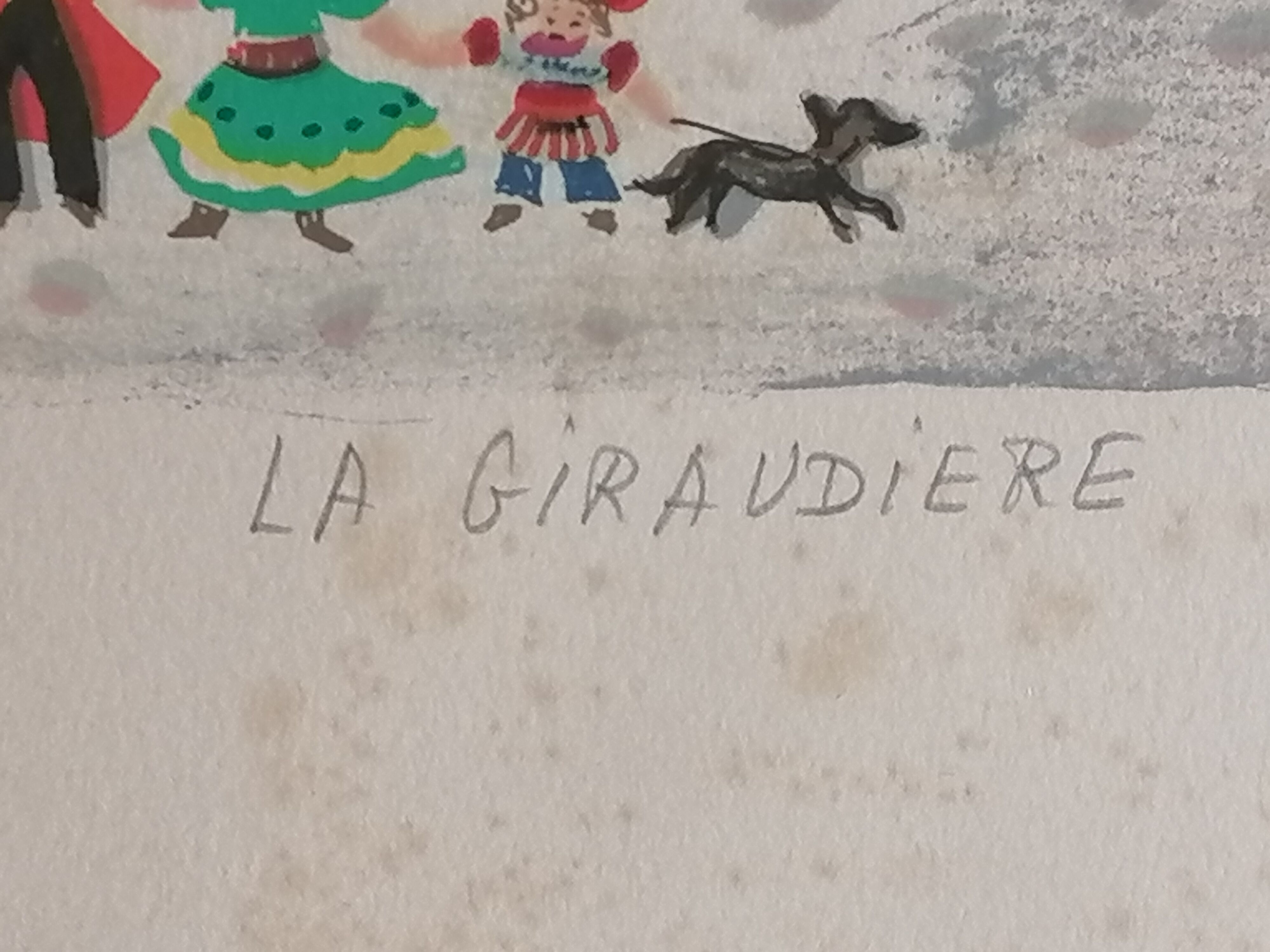 Lithography. Mady DE LA GIRAUDIERE (1922-2018) Naïve art . Signed. Numbered.