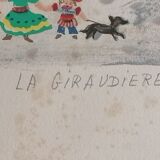 Lithography. Mady DE LA GIRAUDIERE (1922-2018) Naïve art . Signed. Numbered.