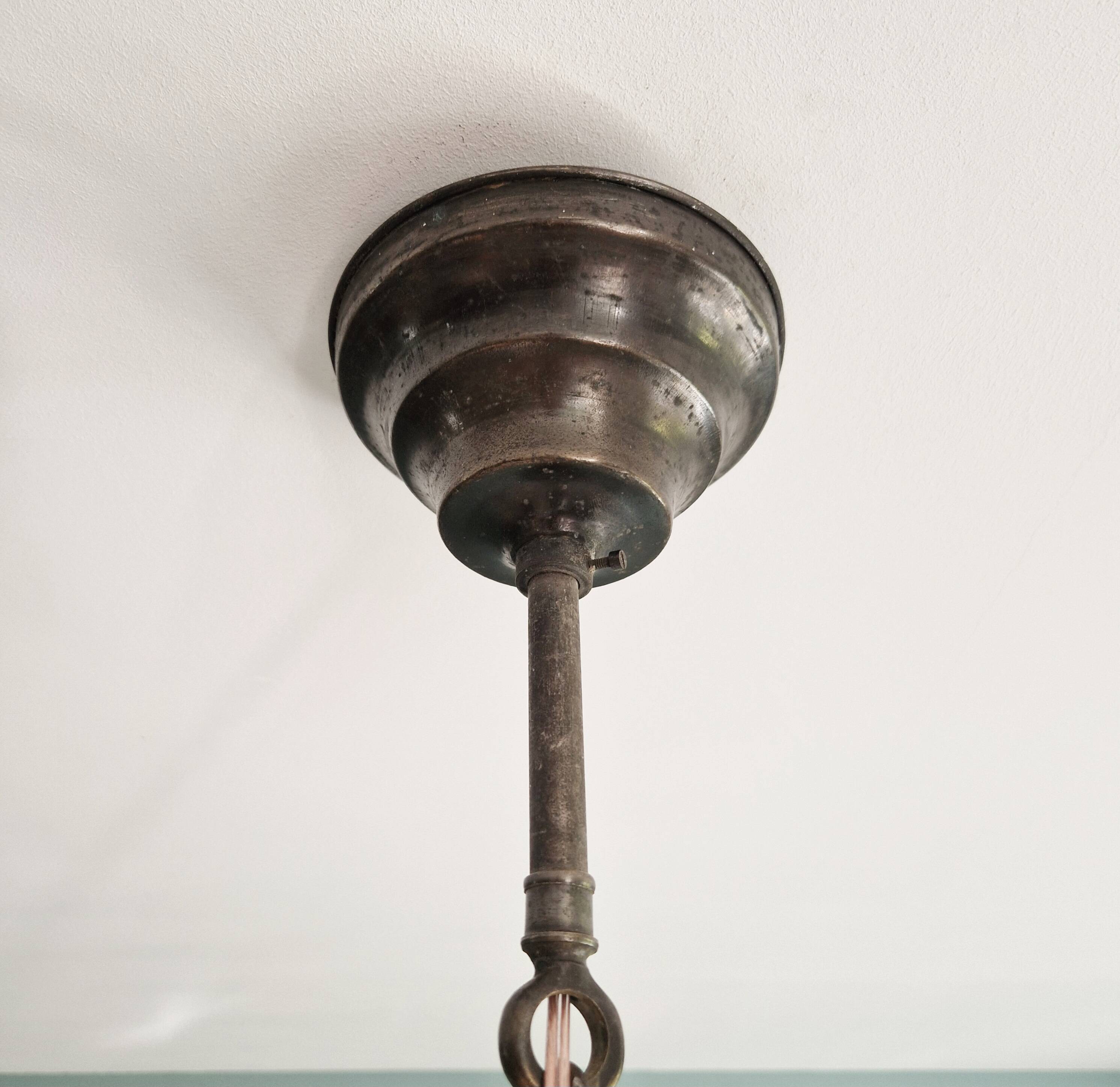 Philips Art Deco pendant light in white conical opaline, 1920s-30s