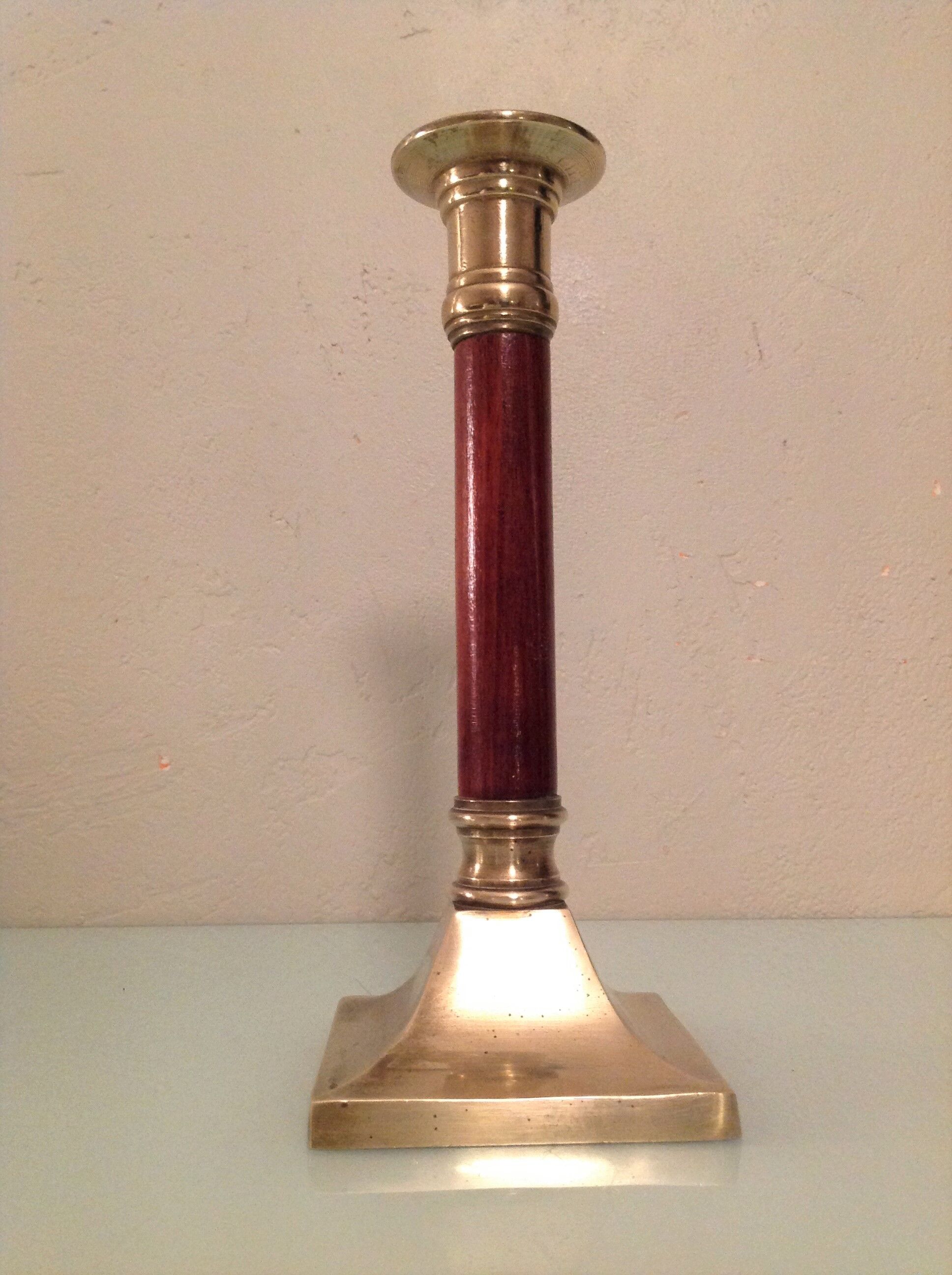 Wooden and brass candle holder art deco style