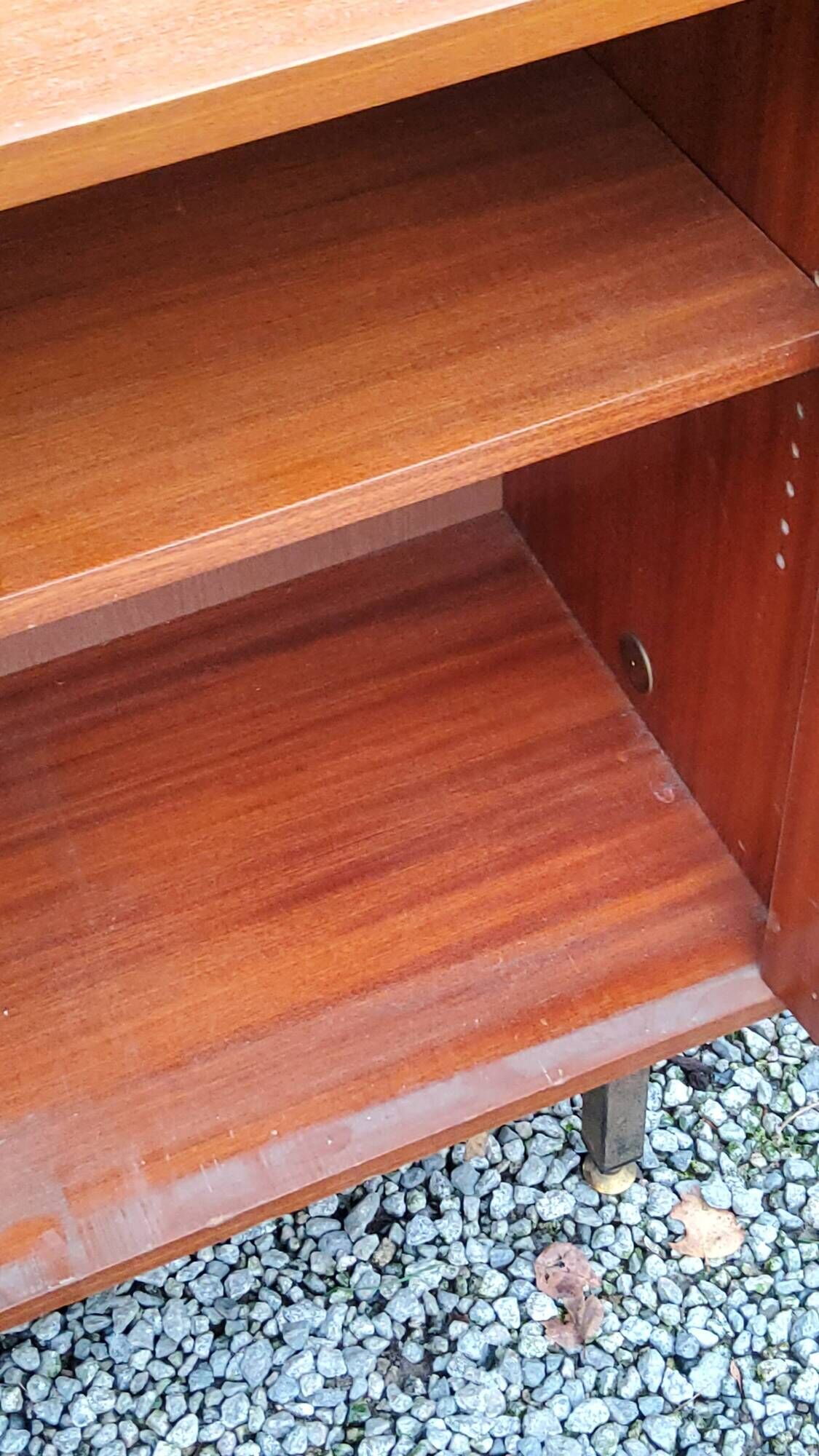 Pair of vintage mahogany sideboards with square metal legs from the 60s