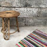 Bamboo stool 50s Decoration natural wood rattan wicker Vintage Plant Door