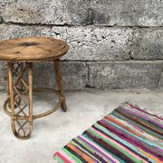 Bamboo stool 50s Decoration natural wood rattan wicker Vintage Plant Door